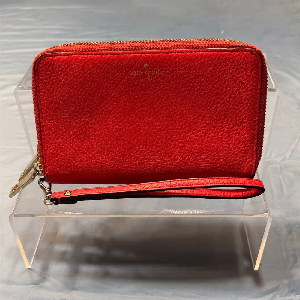 Kate Spade Vibrant orange/peach Dark Wristlet Clutch
